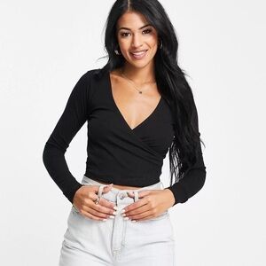 Abercrombie Black Wrap Cropped Top